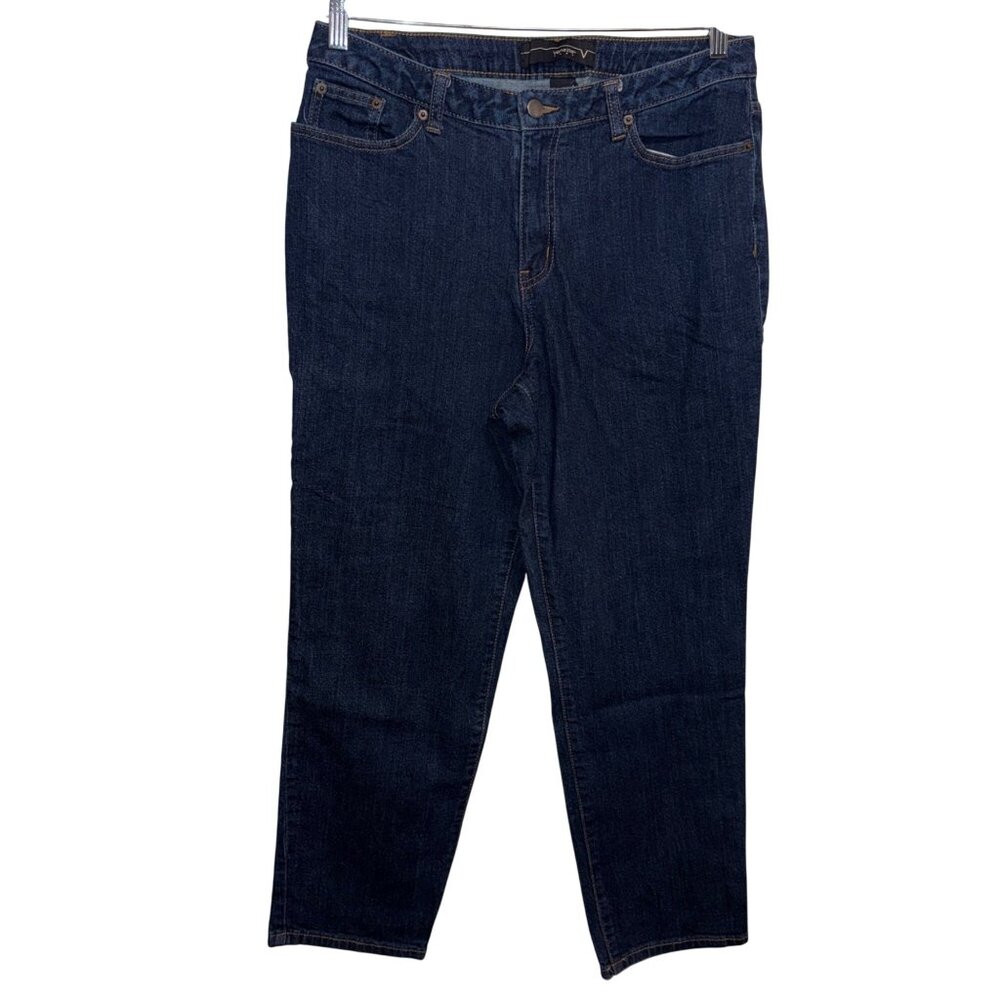 Venezia Womens Petite Dark Wash Denim Jeans Size 14P 99% Cotton 1% Spandex